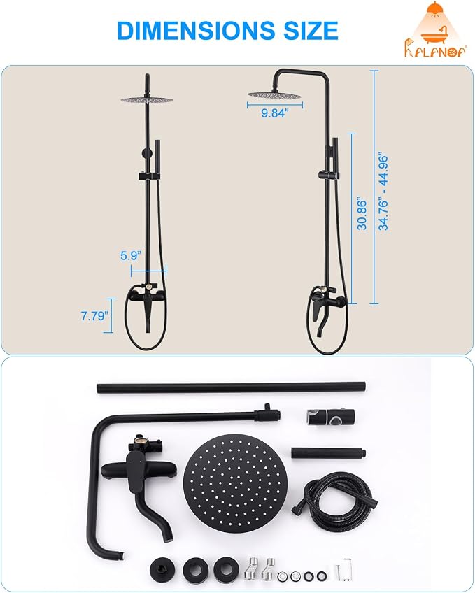 All-Metal Outdoor Shower Fixture, 3 Functions Handle Tub Rainfall Shower Faucet - Image 7