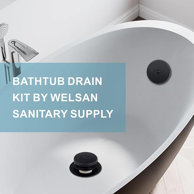 Black Bathtub Drain Tip-Toe Single Hole, Welsan Tub Drain Trim Set Conversion - Image 2