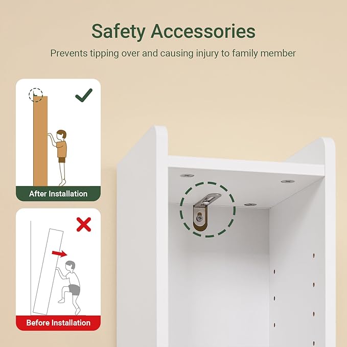 SoBuy Narrow Bathroom Storage Cabinet, Tall Slim Bathroom Organizer Cabinet - Image 4