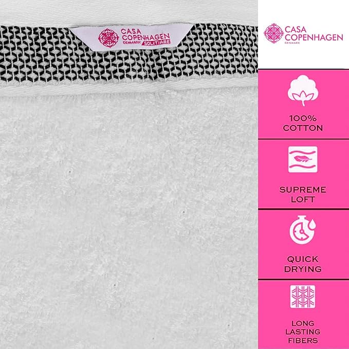CASA COPENHAGEN Solitaire 6 Pieces Towel Set- Snow White, 600 GSM 2 Bath Towel - Image 7