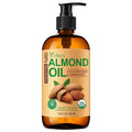 Organic Almond Oil 16 fl oz, USDA 100% Pure Cold Pressed Almond Oils in Glass by Yoken