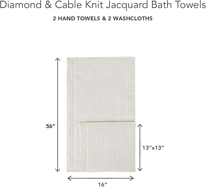 Texere 100% Organic Cotton Diamond Jacquard 700 GSM Luxury Bath Towel Sets - Image 2