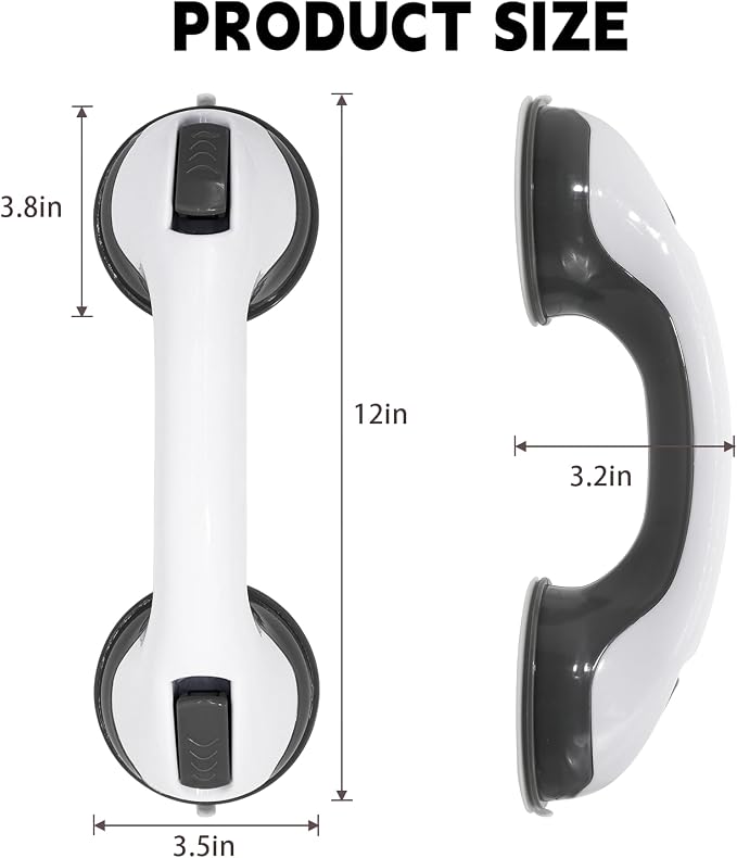 2-Pack Grab Bars for Bathtubs and Showers, 12 inch Shower Handle Suction Shower - Image 2