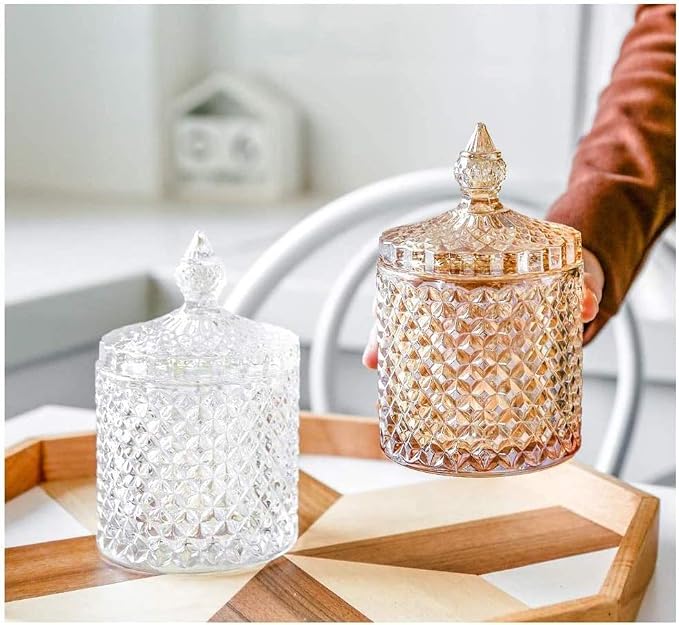 Colorful Home Decorative Jar Qtips Holder Dispenser Glass Storage Container - Image 2
