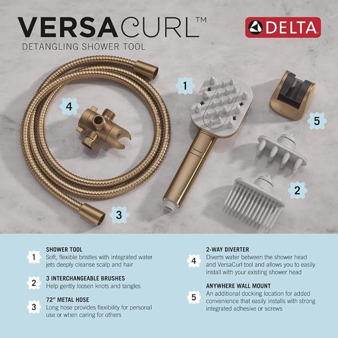 Delta VersaCurl Detangling Handheld Shower Head Tool - Image 6