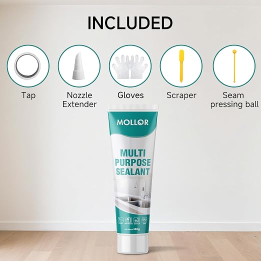 White Silicone Caulk for Bathroom & Kitchen, Waterproof Silicone Sealant for - Image 3