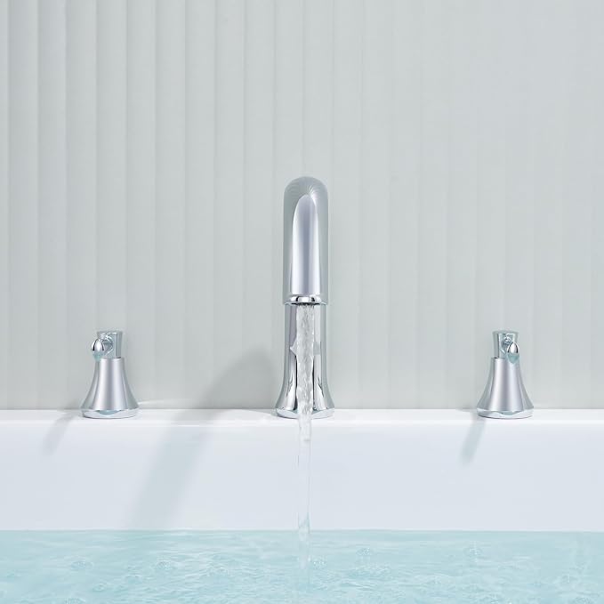 Roman Tub Faucet Deck Mount Tub Filler 2 Handles Polished Chrome Bathtub Faucet - Image 5