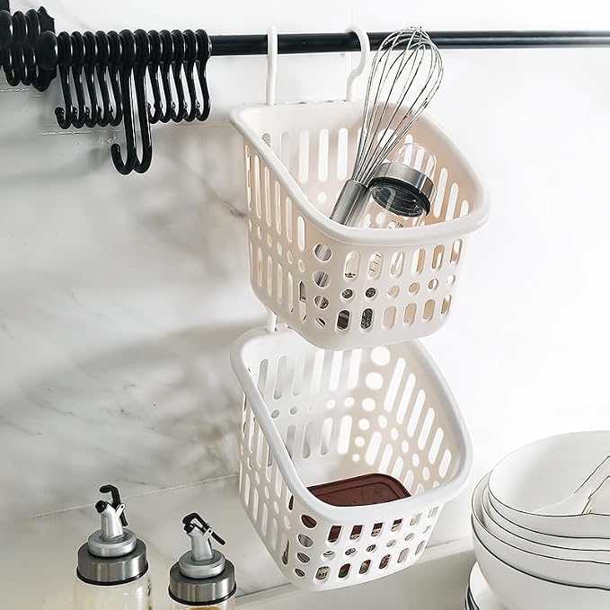 Hanging Bathroom Storage Basket – Wall-Mounted Plastic Organizer Bin - Image 2