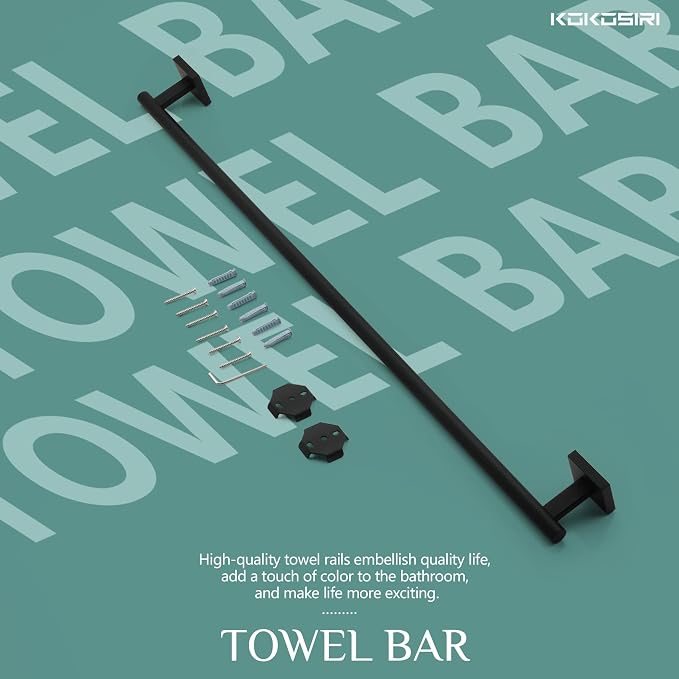 KOKOSIRI 32'' Towel Rails Bathroom Towel Bars Matte Black 32 Inch Bath Towel - Image 8