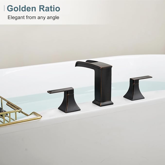 Waterfall Roman Tub Faucet, Solid Brass Oil Rubbed Bronze Bathtub Faucet - Image 9