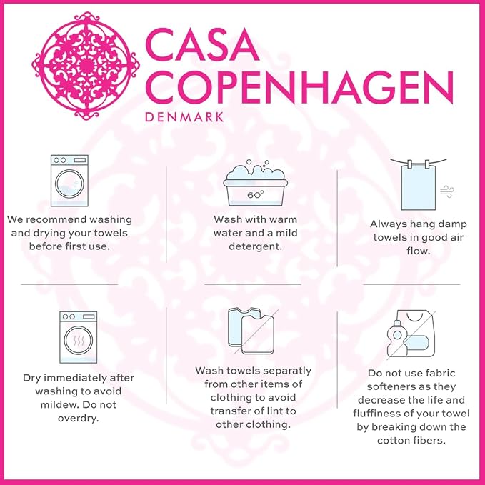 CASA COPENHAGEN He & She 6 Pieces Towel Set- Teal + Pink, 550 GSM 2 Bath Towel - Image 8