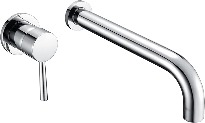 sumerain Wall Mount Tub Faucet Chrome Tub Filler Long Spout Wall Bathtub Faucet by SUMERAINFAUCETS
