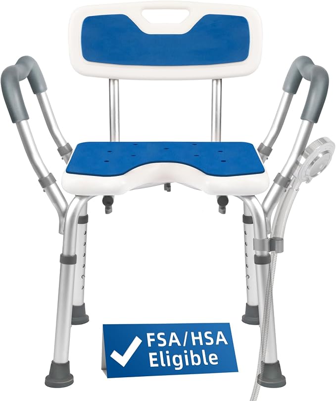 TooCust Extra Wide M-Shaped & Padded Armrests Shower Chair, 500lbs Capacity by TooCust