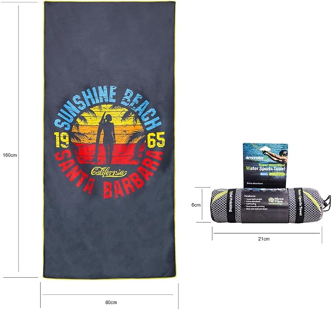 4Monster 4 Pack Microfiber Camping Towel Quick Dry, Super Absorbent Travel Towel - Image 3