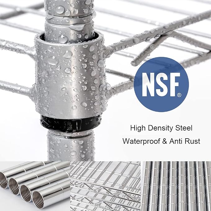 5 Tier Wire Shelving Unit with NSF Certified, Adjustable Wire Shelves with 750 - Image 7