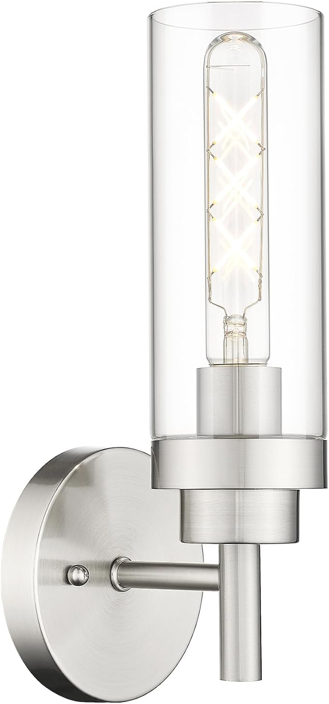 Emak Brushed Nickel Wall Sconce Light, Modern Bathroom Light Fixtures by EmakLighting