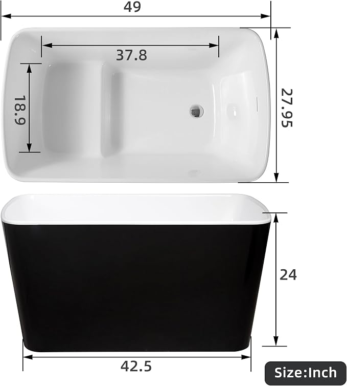 Abruzzo 49"Acrylic Free Standing Tub, Janpanese Soaking Tub - Image 7