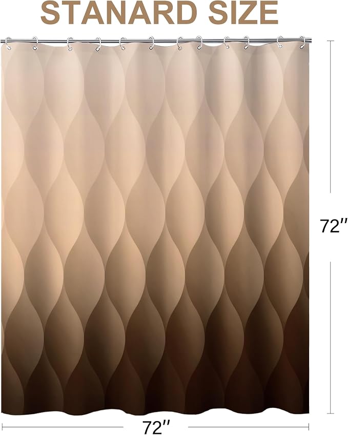 Brown Ombre Shower Curtain, Modern Geometric Shower Curtain Set, Washable - Image 4
