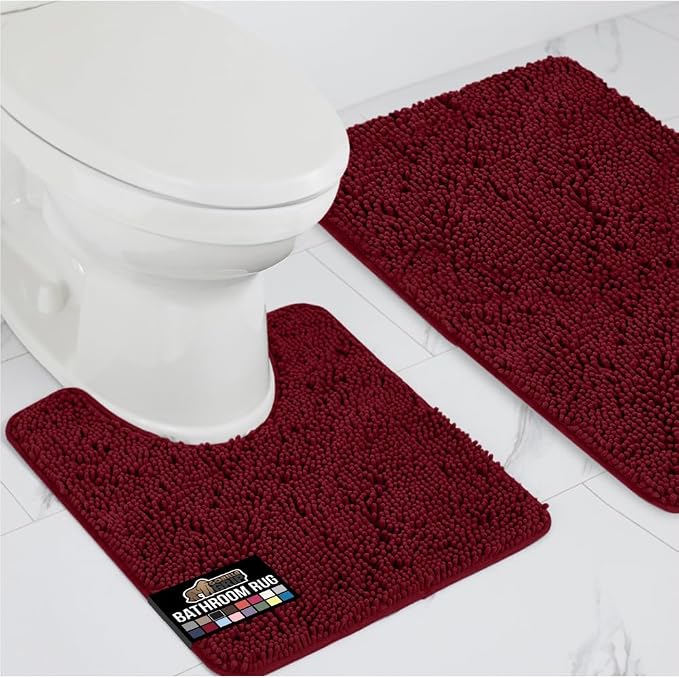 GORILLA GRIP Bathroom Rug Sets, Soft Chenille 2 Piece Area Rugs Set, Toilet by GorillaGrip