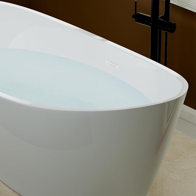Empava Freestanding Bathtub, Flatbottom Acrylic Soaking Tub, Contemporary Stand - Image 6