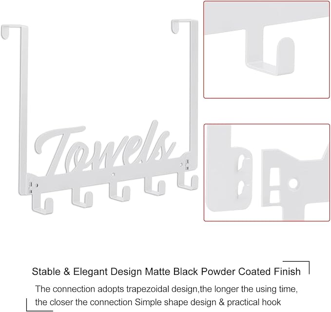 Over The Door Hooks, Heavy Duty Towel Rack - Image 5