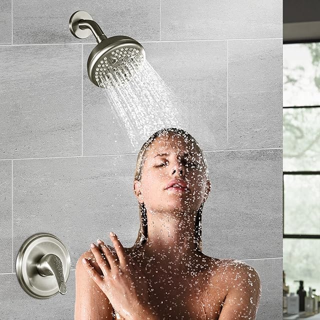 KINSE Shower Faucet Set, 5 Spray Rain Shower Fixtures, 5inchShower Head and - Image 2