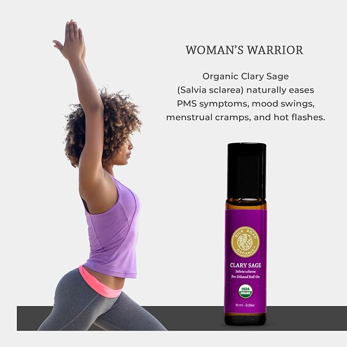 Silk Road Organic Clary Sage Essential Oil Roll On, 100% Pure USDA Certified - Image 2