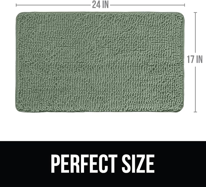 KANGAROO Bathroom Rugs, Chenille Soft Absorbent Bath Rug, Shaggy Shower Mat - Image 2