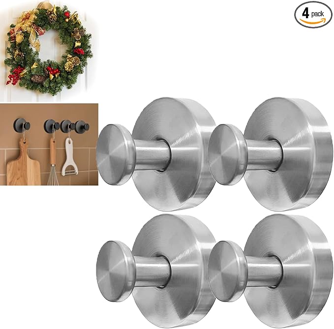4Pcs New Model No-Drill Suction Cup Hooks by Unknown