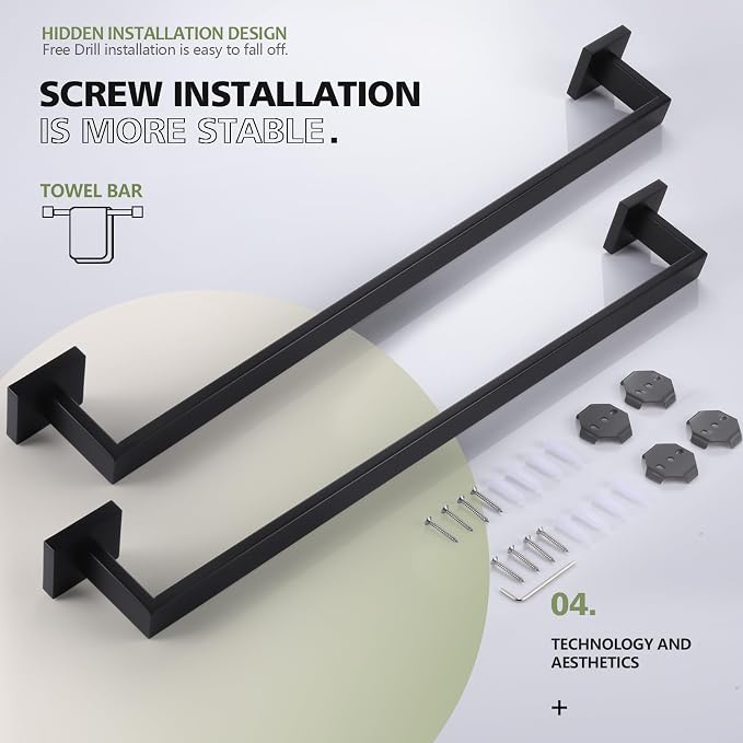 KOKOSIRI 24-Inch Single Towel Bar, Bathroom Kitchen Towel Holder, Wall Mounted - Image 7