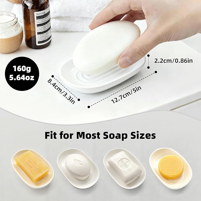 Ceramic Soap Dish for Bath Sink- Modern White Bar Soap Holder for Shower - Image 3