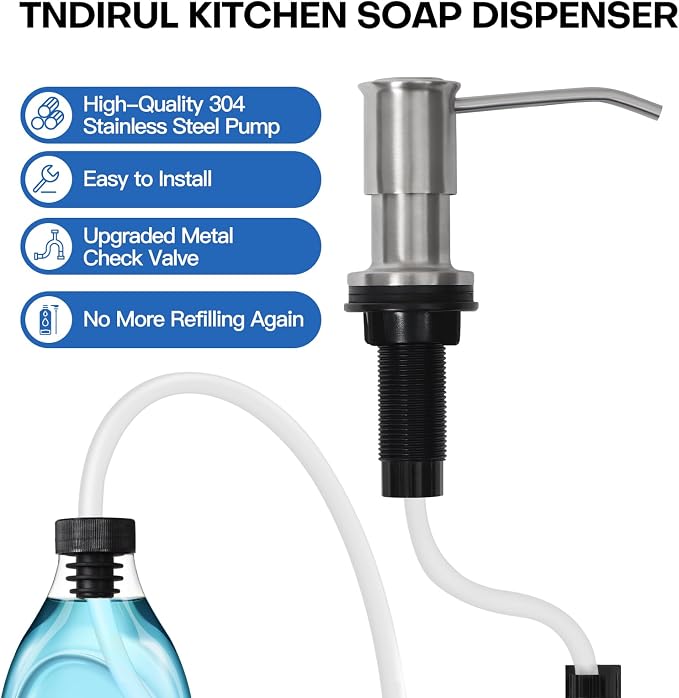Soap Dispenser for Kitchen Sink, Brushed Nickel Built in Soap Dispensers - Image 6