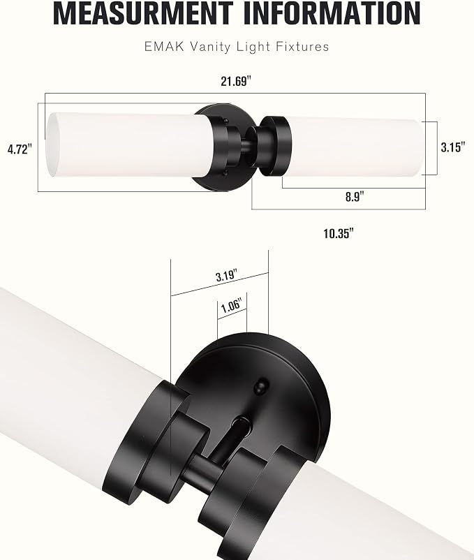 Emak 2 Light Black Vanity Lights - Image 4