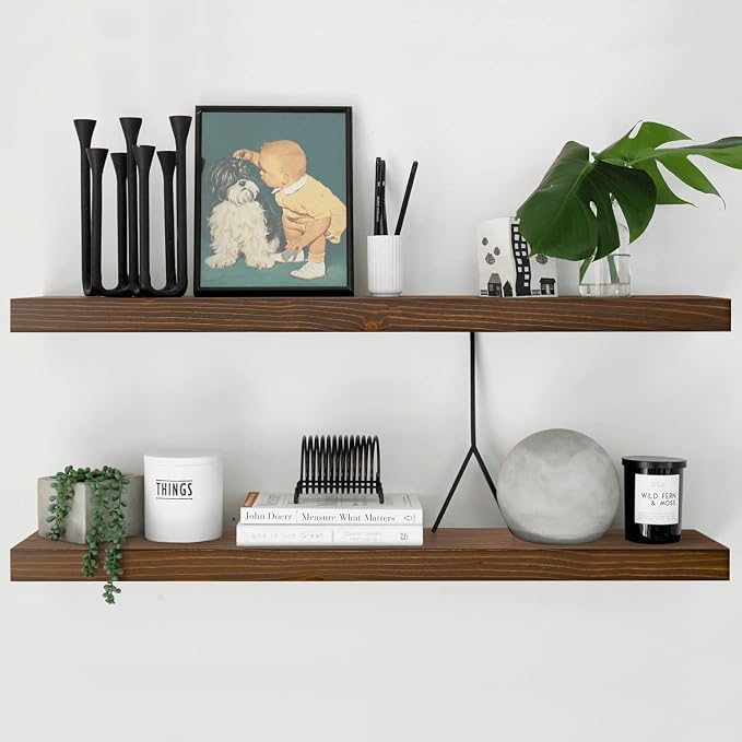 Homeforia Classic Walnut 48 inch Floating Shelf, High End Solid Real Wood Small by Homeforia