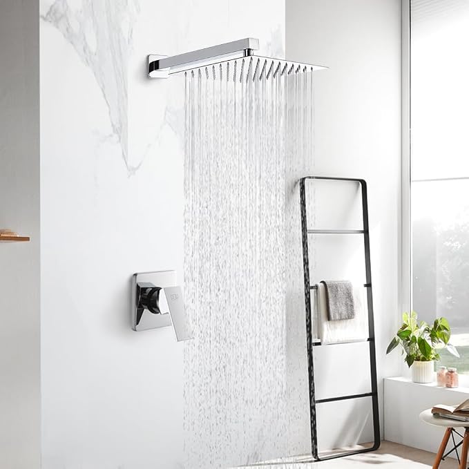 POP SANITARYWARE Shower Faucet Set Chrome Bathroom 10 Inch Rainfall Mixer - Image 2