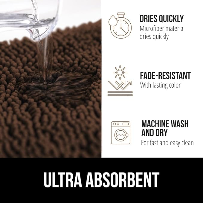 GORILLA GRIP Plush Absorbent Shaggy Chenille Bath Rug Mat - Image 5