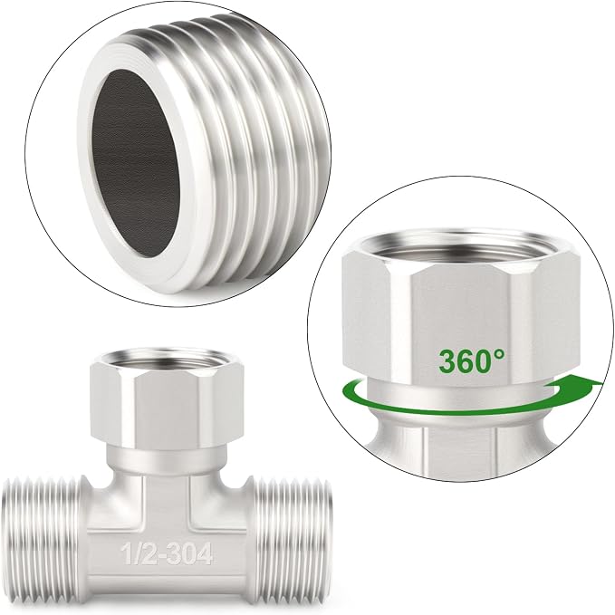 TAISHER 2PCS 304 Stainless Steel 3 Way Top Flexible Movable Tee Connector - Image 4