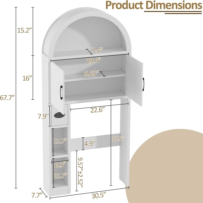 Spurgehom Over The Toilet Storage Cabinet, Bathroom Shelf Organizer Freestanding - Image 2