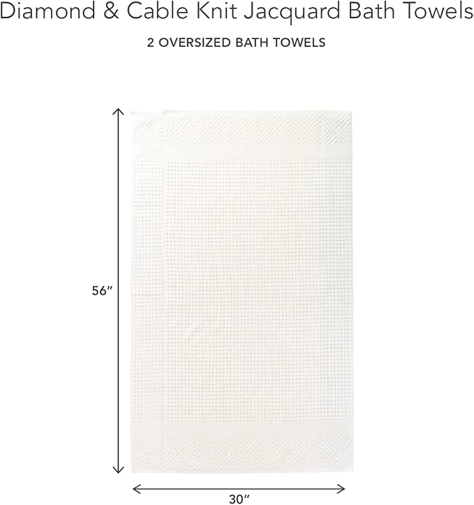 Texere 100% Organic Cotton Diamond Jacquard 700 GSM Luxury Bath Towel Sets - Image 6