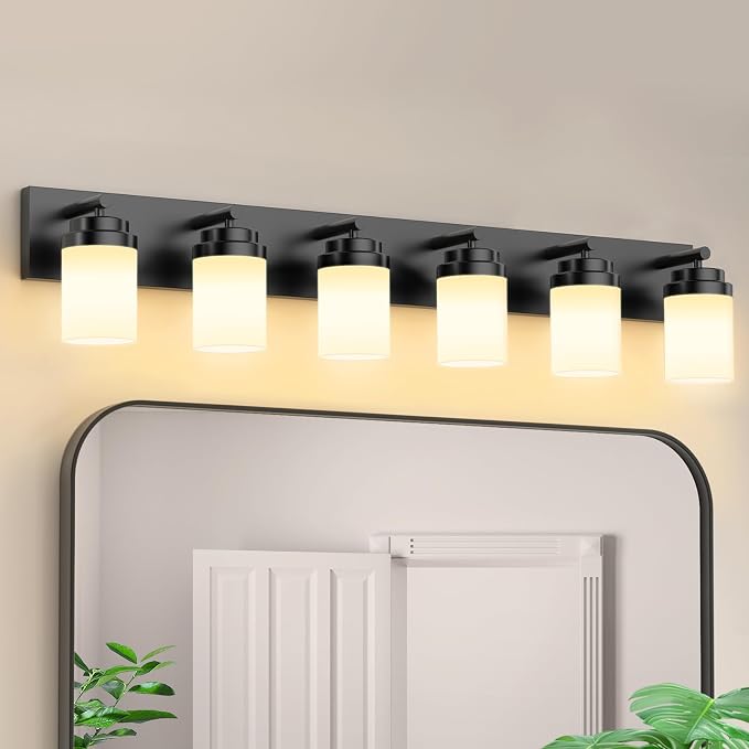 IZORRO Bathroom Vanity Light Fixture, 6-Light 43 Inch Matte Black Bathroom by IZORRO
