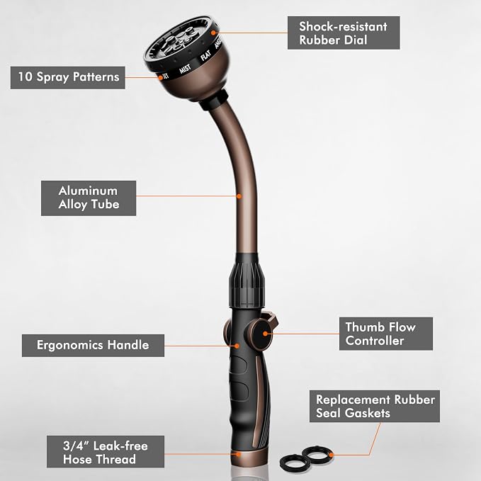RESTMO Watering Wand, Heavy Duty Metal Garden Hose Wand - Image 2