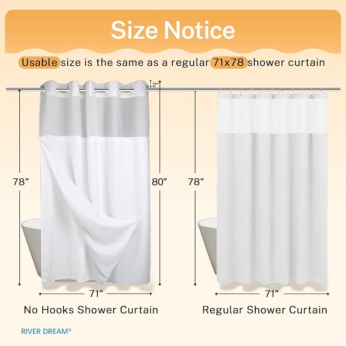 River Dream Heavyweight No Hooks Required Dotted Waffle Weave Shower Curtain - - Image 6