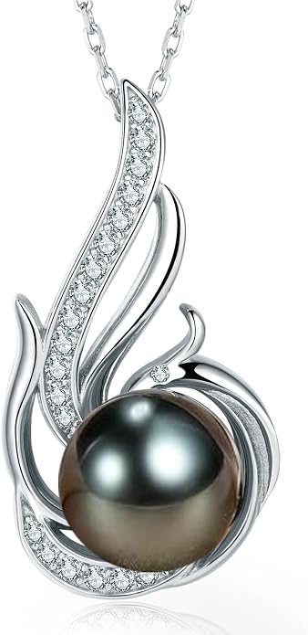 Tahitian Black Pearl Necklaces for Women 10-11mm by NONNYL