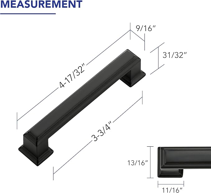 Ravinte Hardware 10 Pack Matte Black Cabinet Pulls, 3-3/4 Inch Hole Center Zinc - Image 2
