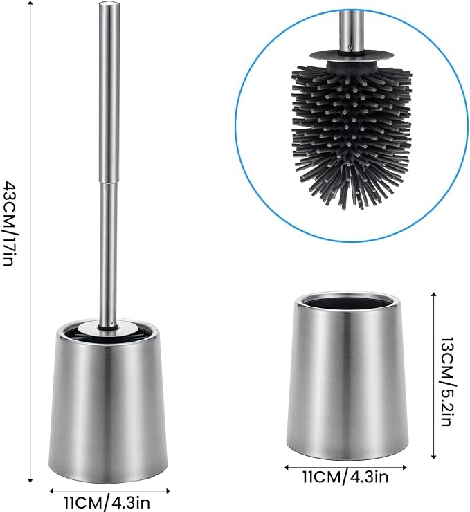 SUS304 Stainless Steel Toilet Brush and Holder Toilet Brush Bowl Cleaning Brush - Image 6