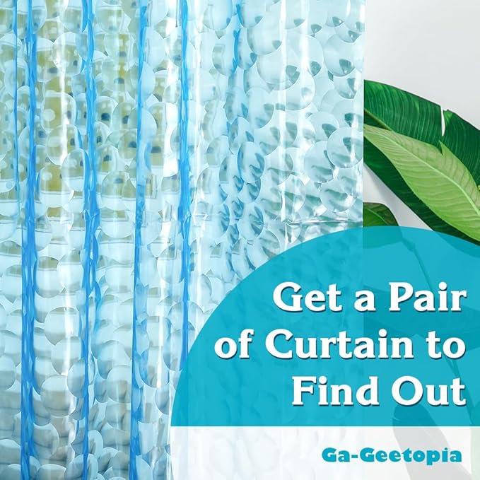 Ga-Geetopia EVA 3D Blue Pearl Water Cube Plastic Shower Curtain Liner - Image 7