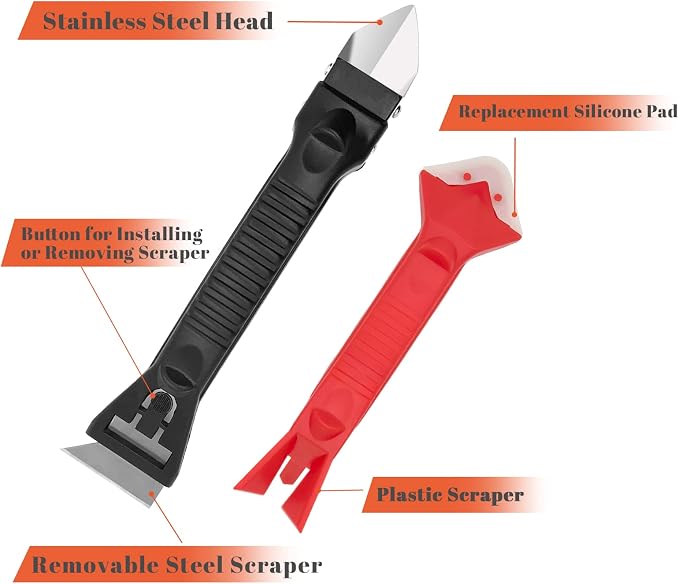 Caulking Tools-Silicone Sealant Finishing Tool Kit Caulk Grout Remover Scraper - Image 3