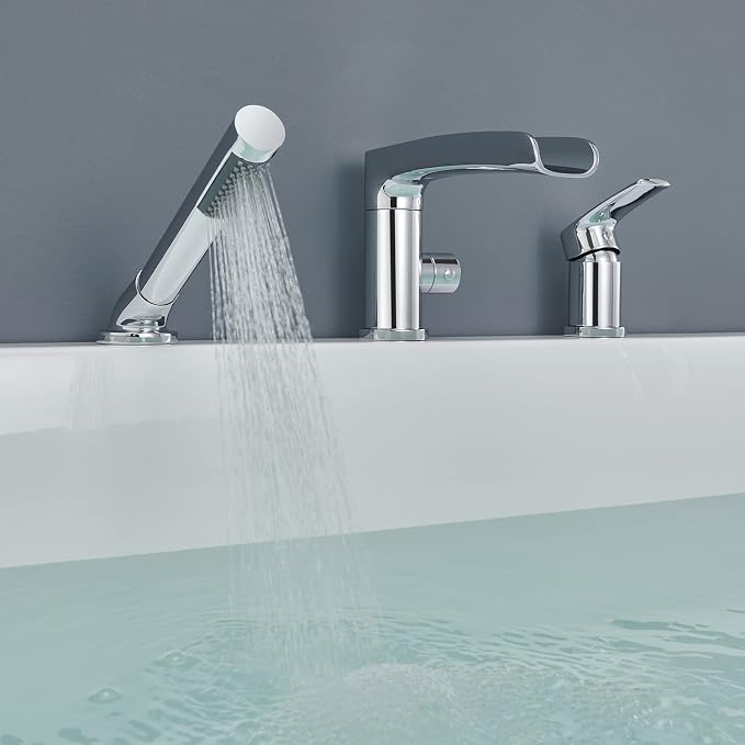 Waterfall Roman Tub Faucet Chrome Deck Mount Bathtub Faucets Brass Tub Filler - Image 6