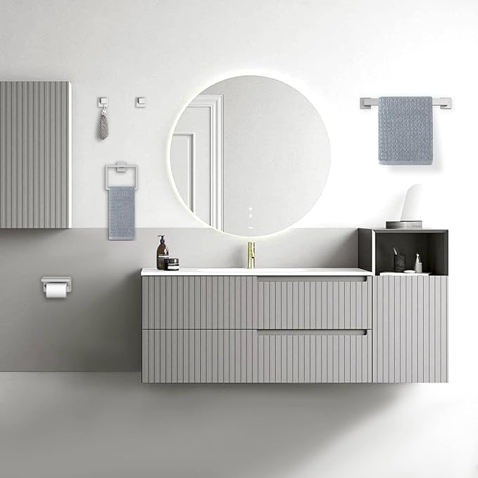 5-Pieces Brushed Nickel Bathroom Hardware Accessories Set, 16 Inch Towel Bar Set - Image 6