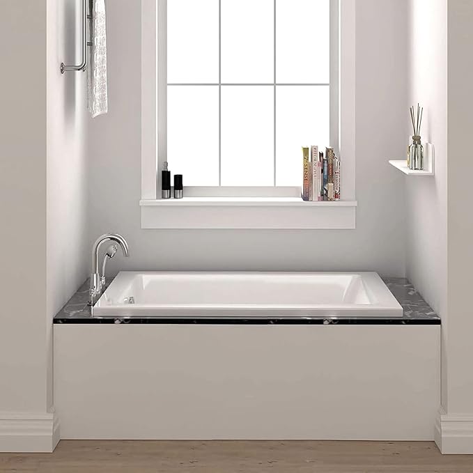 Fine Fixtures Drop In White Soaking Bathtub, Fiberglass Acrylic Material - Image 2
